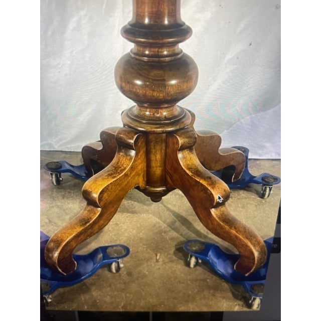 1880's Antique Figured Walnut Pedestal Table For Sale - Image 4 of 4