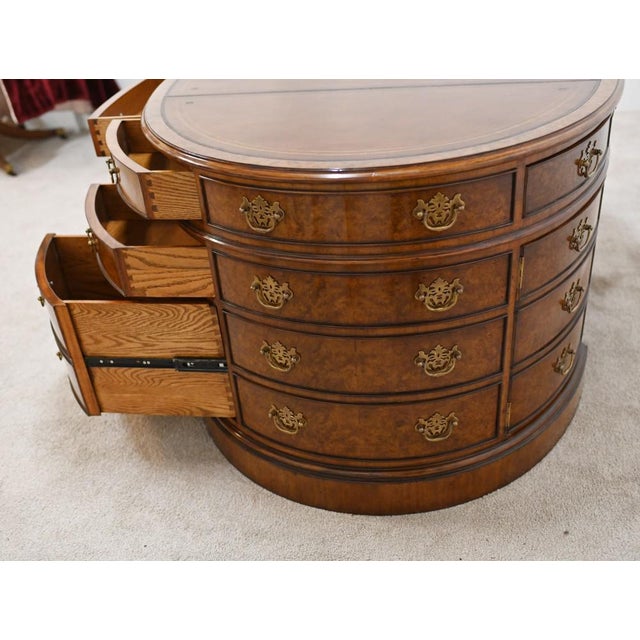 Victorian Oval Partners Desk in Walnut For Sale - Image 11 of 14