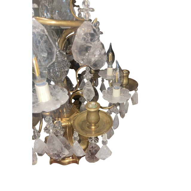 Pair of 19th Century Italian Bronze & Rock Crystal Girandoles For Sale In Los Angeles - Image 6 of 8