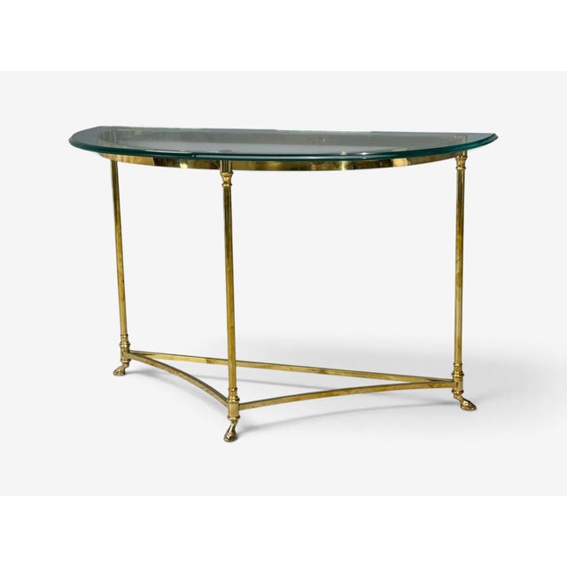 Mid-Century Modern LaBarge, German Modern, Demilune Console Table, Brass, Glass, Germany, 1970s For Sale - Image 3 of 14