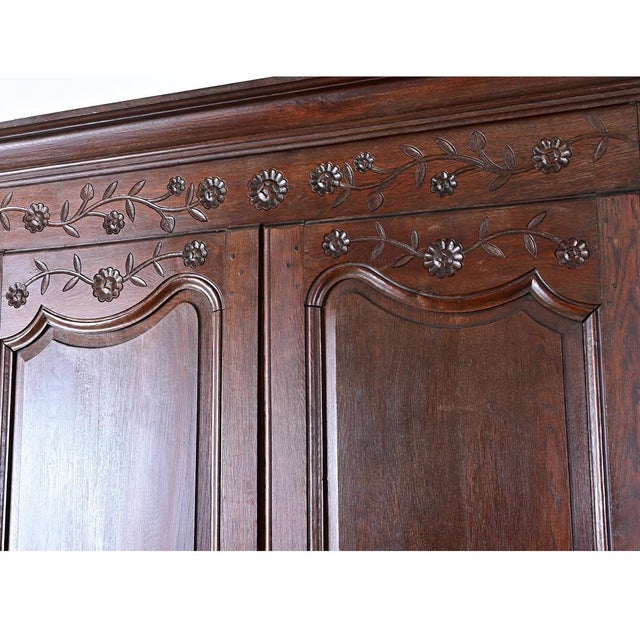 French 19th Century Louis XV Style Carved Oak Armoire For Sale - Image 12 of 15