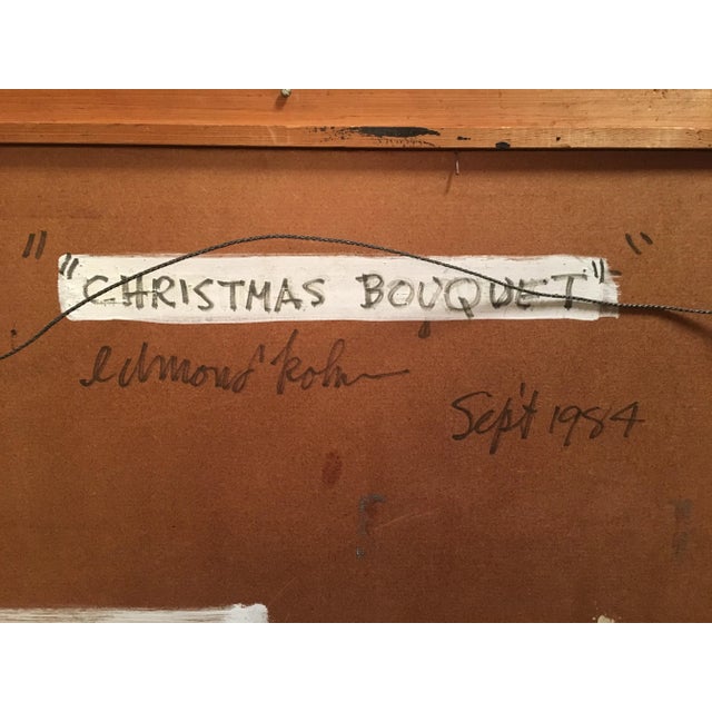 Vintage Mid-Century Edmund Kohn "Christmas Bouquet" Painting For Sale - Image 12 of 13
