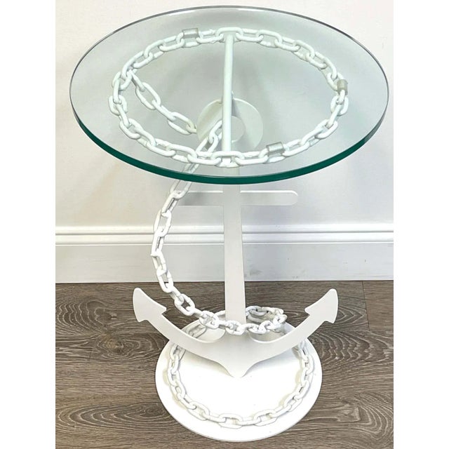 Modern Mid 20th Century Post WWII Modern Wrought Iron Anchor & Chain Yacht Side Tables - A Pair For Sale - Image 3 of 10