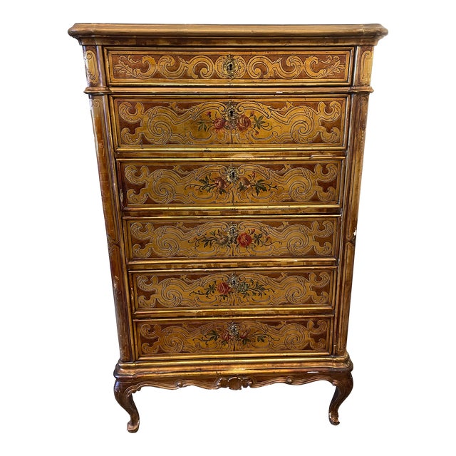 Antique French or Italian Lady’s Dresser W/ 6 Drawers For Sale