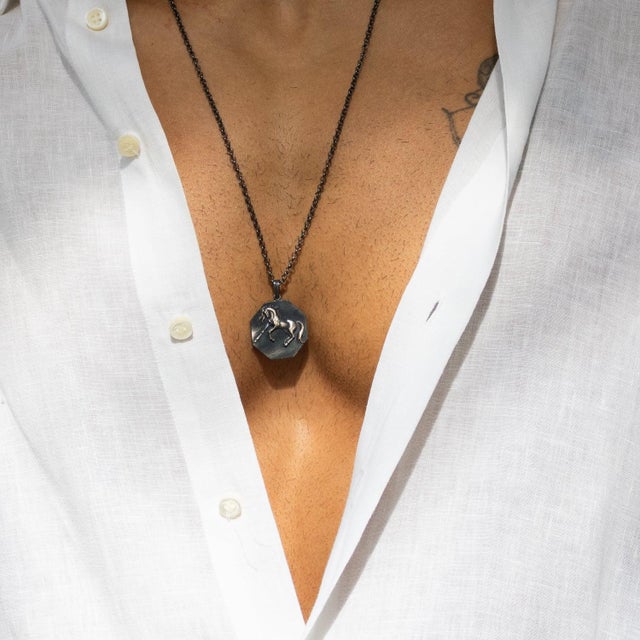 Contemporary Freedom Rider Men’s Sterling Silver Necklace For Sale - Image 3 of 11