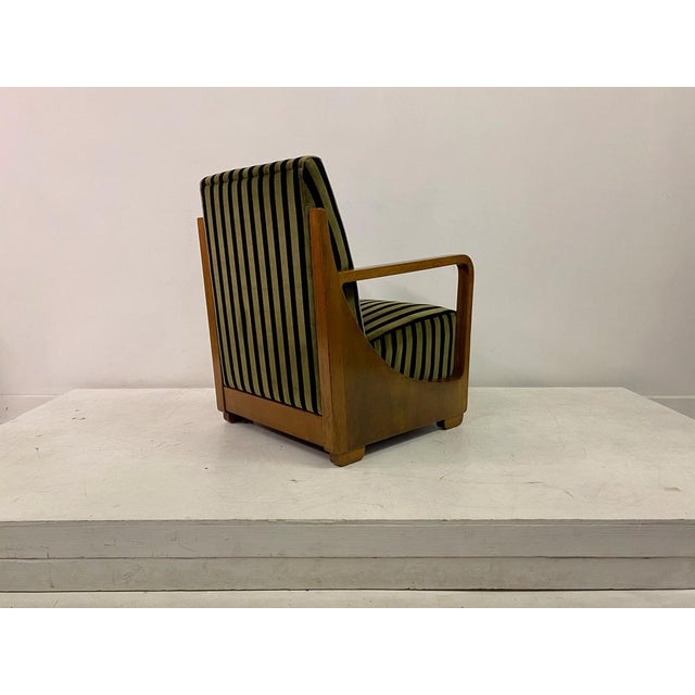Dutch Armchair in Striped Velvet, 1930s For Sale - Image 9 of 18