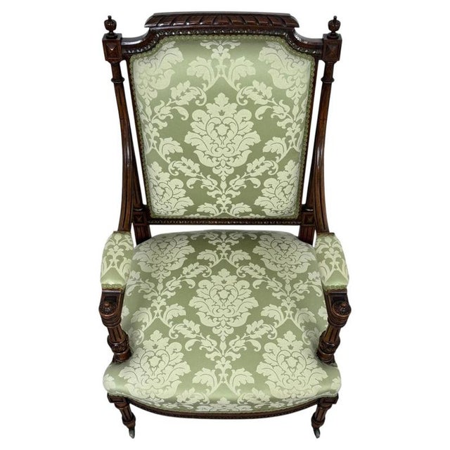 19th Century French Walnut Open Armchair For Sale - Image 3 of 14