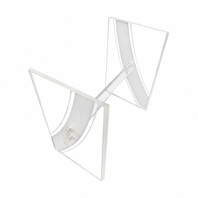 Vintage Mid-Century Modern Frosted Design Lucite Dining Table Base For Sale - Image 4 of 9