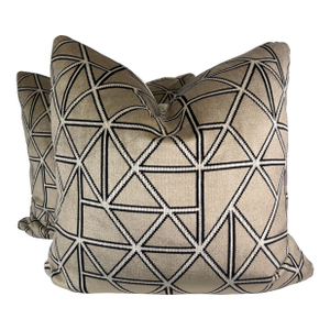 Modern Printed Velvet in Silver 22" Pillows-a Pair
