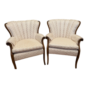 1940s French Louis XV Upholtersed Lounge Chairs - A Pair