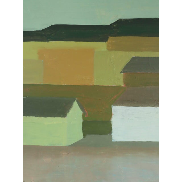 1967 Mid-Century Modern 'Golden Fields' Vintage Swedish Geometric Abstract Landscape Oil Painting, Framed For Sale - Image 15 of 15