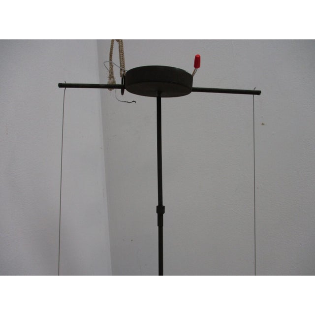 Vintage Italian postmodern Tension Glass Hanging Pendant Chandelier For Sale In Philadelphia - Image 6 of 9