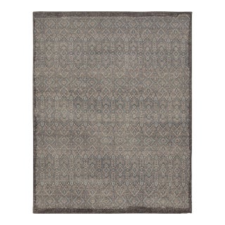 Rug & Kilim’s Distressed Tribal Style Rug in Gray With Geometric Pattern For Sale