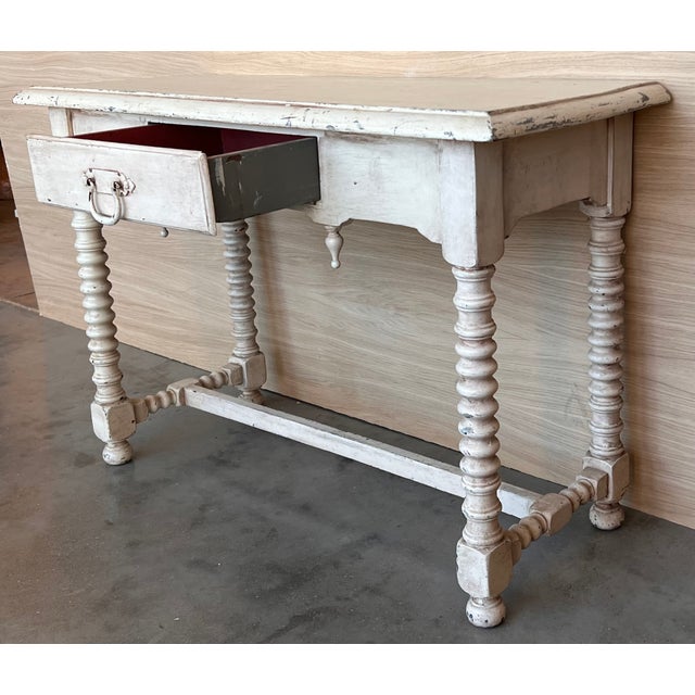 Wood Rustic Antique Farmhouse Harvest Spanish Table With Drawer For Sale - Image 7 of 7