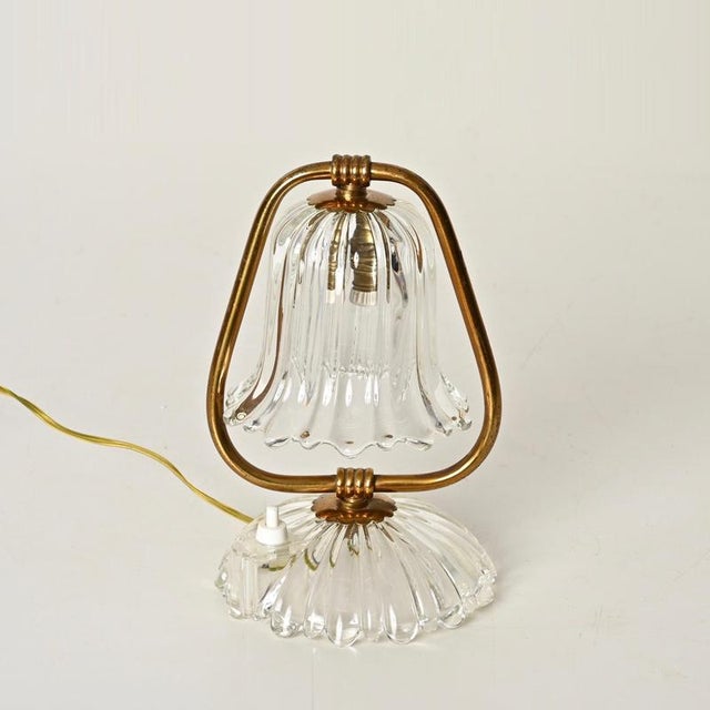 Murano Glass Bell and Brass Table Lamps from Barovier, Italy, 1940s, Set of 2 For Sale - Image 11 of 16