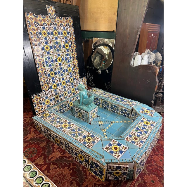 Spanish 1920's All Original Malibu Tile Fountain With Gladding McBean Woman Spitter For Sale - Image 3 of 13