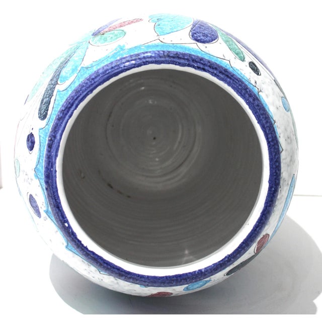 Ceramic 1970s Artisan Italian Terra Cotta Majolica Painted Urn For Sale - Image 7 of 10