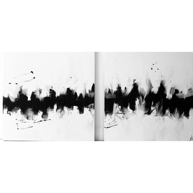 Black "Amore 1 & 2 (Diptych)" Contemporary Abstract Mixed-Media Paintings by Jakki Jandrell - Set of 2 For Sale - Image 8 of 8