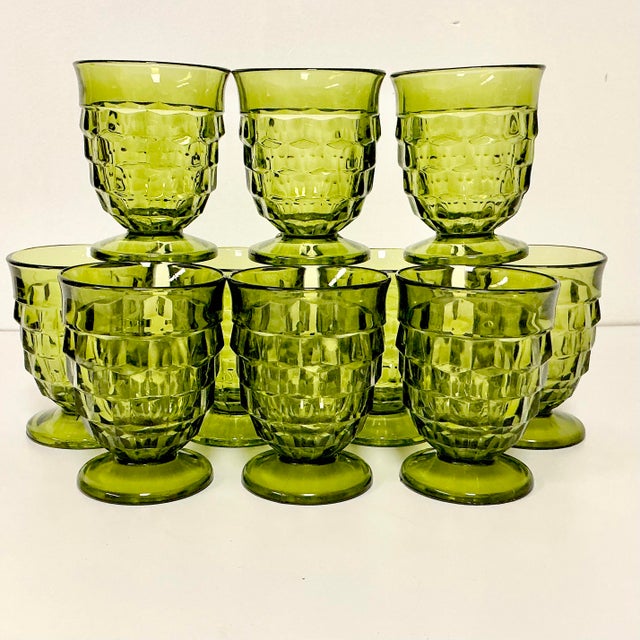 1960s Vintage Boho Chic Americana Indiana Glass Whitehall Pitcher & Glassware Set - 17 Pieces For Sale - Image 14 of 17