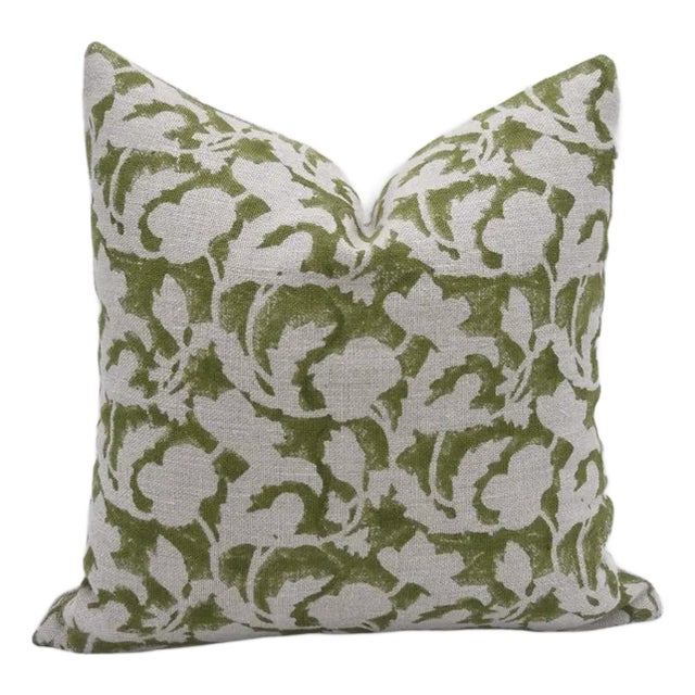 Fabdivine Handmade Block Print Thick Linen 20x20 Inch Pillow Cover- Sulit For Sale