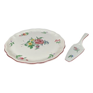 Cake Plate with Cake Server Réverbère Model from Kg Luneville, 1950s, Set of 2 For Sale