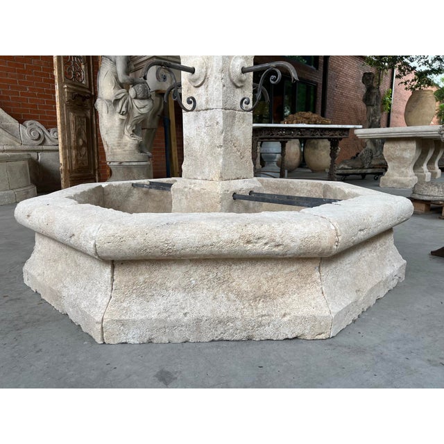 Early 21st Century Roquevaire Carved Limestone 4-Spout Center Fountain From Provence, France For Sale - Image 5 of 13