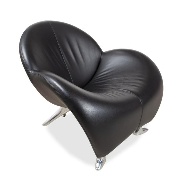 Leolux Set of Papageno Leather Chair and Ottoman from Leolux, Set of 2 For Sale - Image 4 of 18