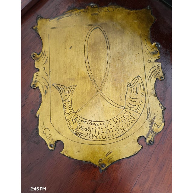 Early 20th C. Royal Dutch Brass Inlaid Coat of Arms Teak Large Storage Coffer For Sale - Image 12 of 12