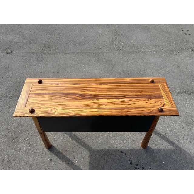 Console Table With Two Drawers, Zebrawood, Black For Sale - Image 11 of 12