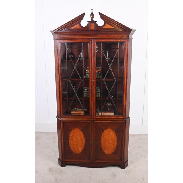 George III Mahogany Corner Display Cabinet, 1820s For Sale - Image 13 of 13