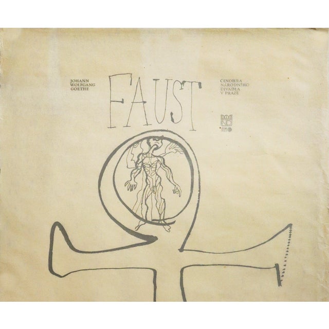 Contemporary 1981 Czech Theatre Poster, "Faust" at the National Theatre (Josef Flejsar) For Sale - Image 3 of 3