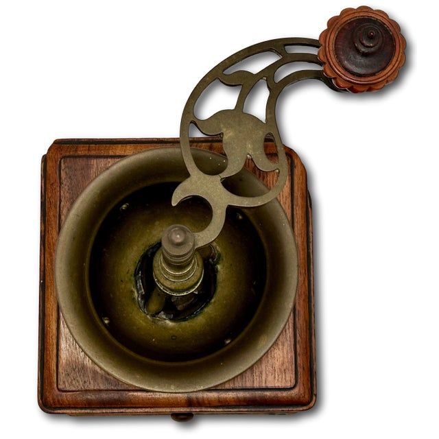 Beautifully & Completely Hand Made Antique Mahogany & Brass Coffee Grinder - Circa Early 19th Century For Sale - Image 10 of 18