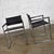 Vintage Chrome & Black Vinyl Faux Leather Sling Director’s Chairs Straight Legs, a Pair For Sale - Image 4 of 12