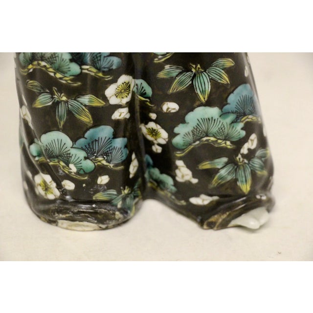 Black Smiling Chinese Lady Ceramic Figure For Sale - Image 8 of 9