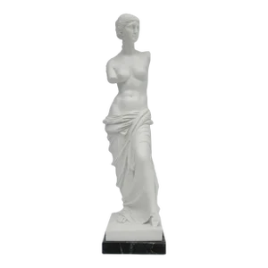 C.1960's Signed Italian Porcelain Bisque "Venus De Milo," Sculpture on Black Marble Base
