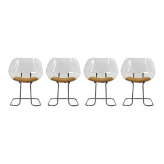 Set of 4 Chairs in Chromed Tubular Steel - 1970s For Sale