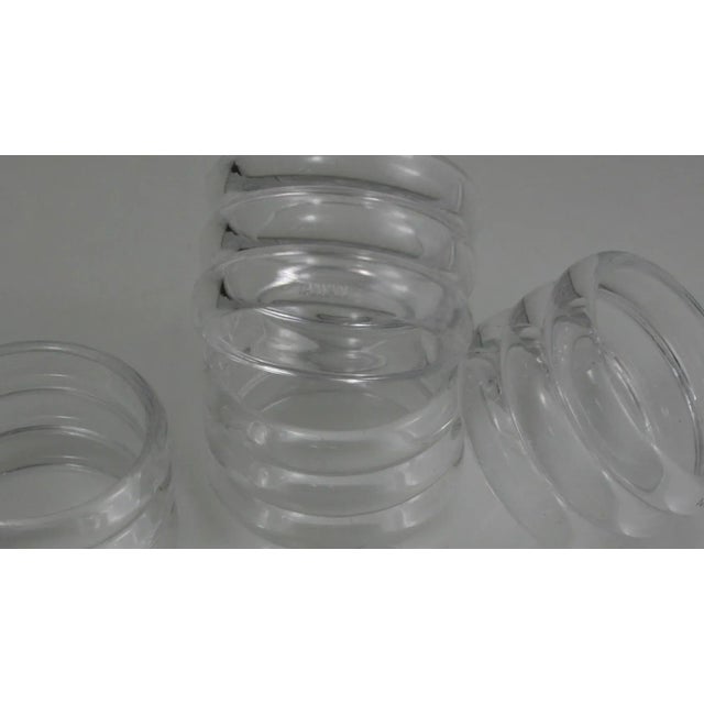 Mid 20th Century Mid Century Modern Clear Round Ribbed Lucite Napkin Rings- Set of 6 For Sale - Image 5 of 6