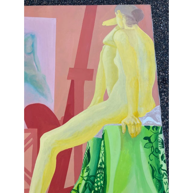 Figurative 1970’s Original Female Nude in Studio Modernist Painting For Sale - Image 3 of 5