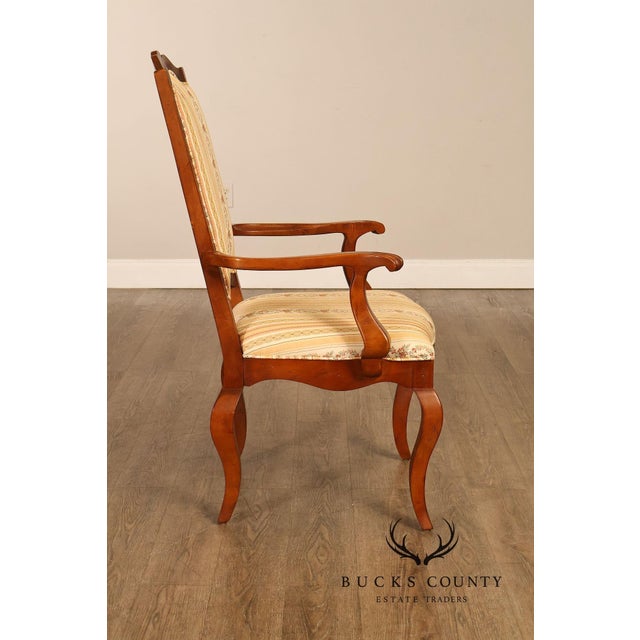 Century French Provincial Style Pair Of Upholstered Ladderback Armchairs For Sale In Philadelphia - Image 6 of 18