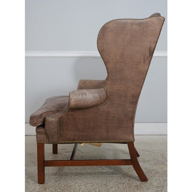 Chippendale Ralph Lauren Leather Chippendale Wing Chair For Sale - Image 3 of 18