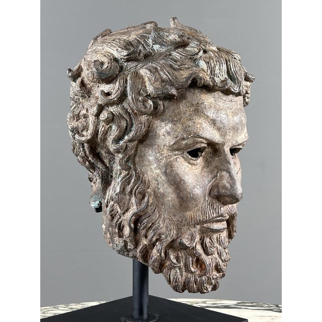 Unknwon, Sculptural Bust on a Base, 1800s, Bronze For Sale - Image 4 of 10