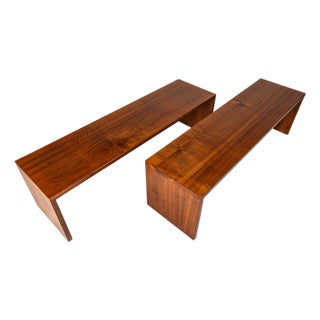 Set of Two (2) Substantial Handmade Minimalist MCM Custom-Made Studio / Gallery Benches in Walnut, Usa, C. 1980s For Sale