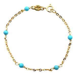 18k Yellow Gold Turquoise Bead Chain Bracelet
