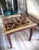 Late 20th Century Peruvian Reverse-Painted Glass Top Gilt Border Wood Side Tables Pair For Sale - Image 14 of 15