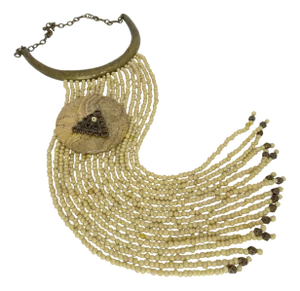Vintage Medallion Necklace in Bronze with Jasper Beads, 1990s