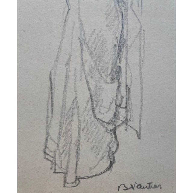 Benjamin II Vautier, Lady in Tunic, Graphite on Paper For Sale - Image 4 of 12