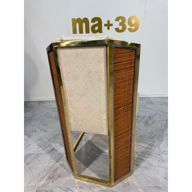 Italian Set of Six Marzio Cecchi Brass and Rattan Dining Chairs, Italy, 1970s For Sale - Image 3 of 12