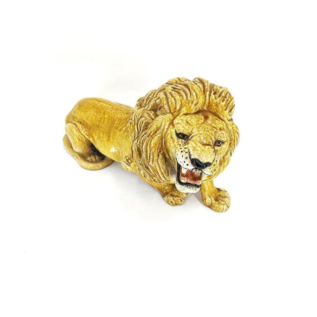 1960s Italian Glazed Terracotta Lion Sculpture, 1960s For Sale - Image 5 of 11