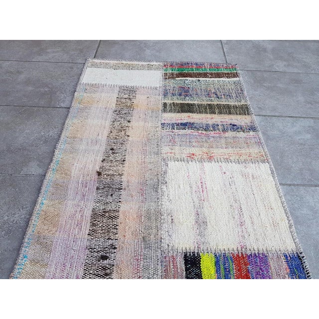 1960s Natural Vintage Handwoven Kilim Runner For Sale - Image 5 of 10