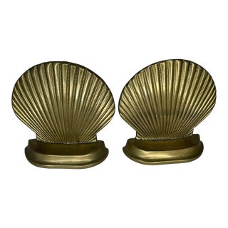 Brass Seashell Bookends- a Pair For Sale